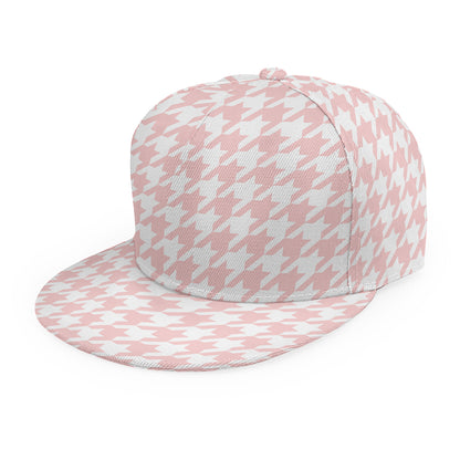 Pastel Pink And White Houndstooth Print Snapback Cap