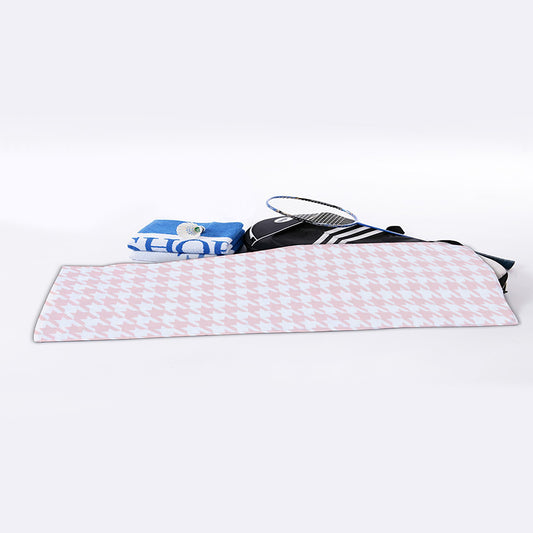 Pastel Pink And White Houndstooth Print Sports Towel