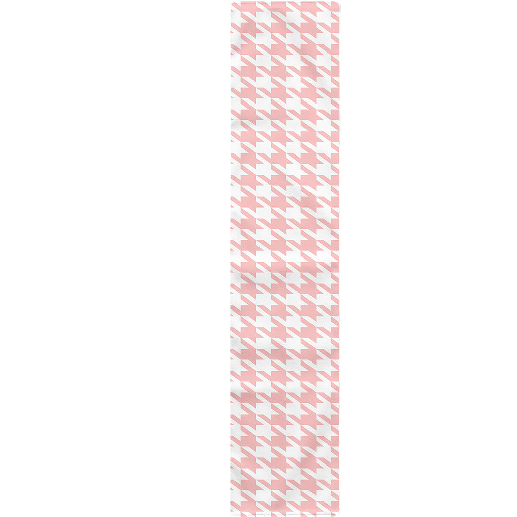 Pastel Pink And White Houndstooth Print Table Runner
