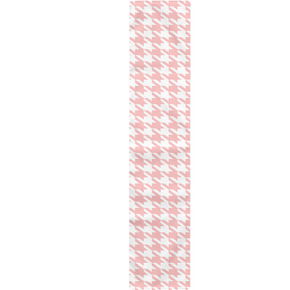 Pastel Pink And White Houndstooth Print Table Runner