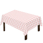 Pastel Pink And White Houndstooth Print Tablecloth