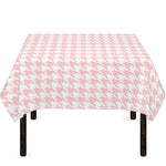 Pastel Pink And White Houndstooth Print Tablecloth