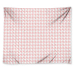 Pastel Pink And White Houndstooth Print Tapestry