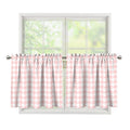 Pastel Pink And White Houndstooth Print Tier Curtains
