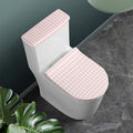 Pastel Pink And White Houndstooth Print Toilet Lid And Tank Cover Set