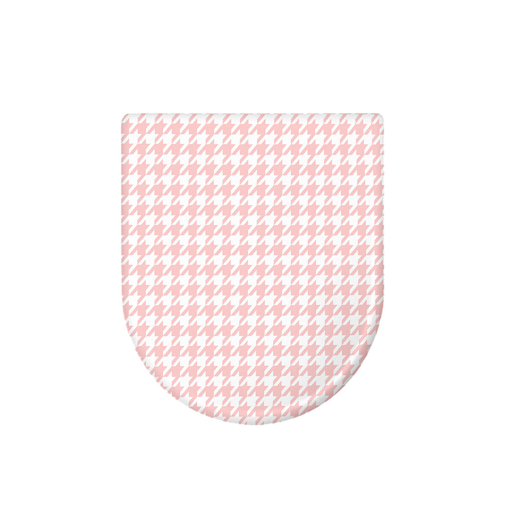 Pastel Pink And White Houndstooth Print Toilet Lid Cover