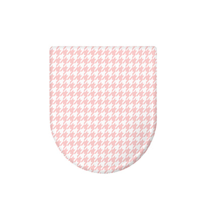 Pastel Pink And White Houndstooth Print Toilet Lid Cover
