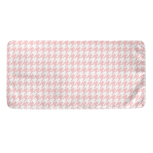 Pastel Pink And White Houndstooth Print Towel