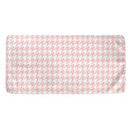 Pastel Pink And White Houndstooth Print Towel