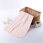 Pastel Pink And White Houndstooth Print Towel