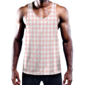Pastel Pink And White Houndstooth Print Men's Workout Tank Top