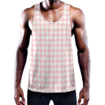Pastel Pink And White Houndstooth Print Training Tank Top