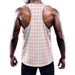 Pastel Pink And White Houndstooth Print Training Tank Top