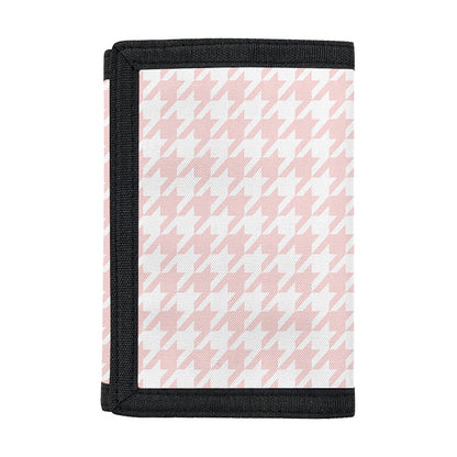 Pastel Pink And White Houndstooth Print Trifold Wallet