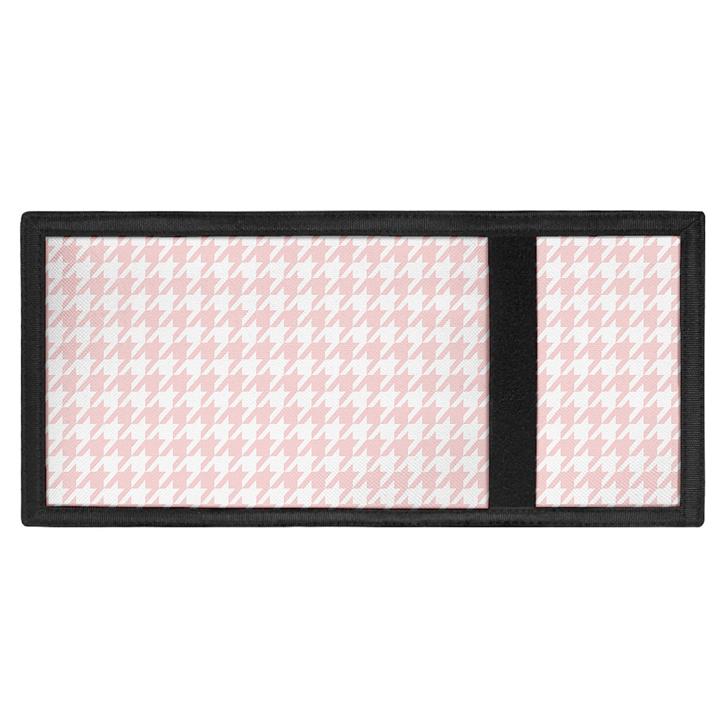 Pastel Pink And White Houndstooth Print Trifold Wallet