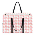 Pastel Pink And White Houndstooth Print Utility Tote Bag