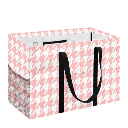 Pastel Pink And White Houndstooth Print Utility Tote Bag