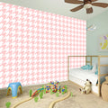 Pastel Pink And White Houndstooth Print Wall Sticker