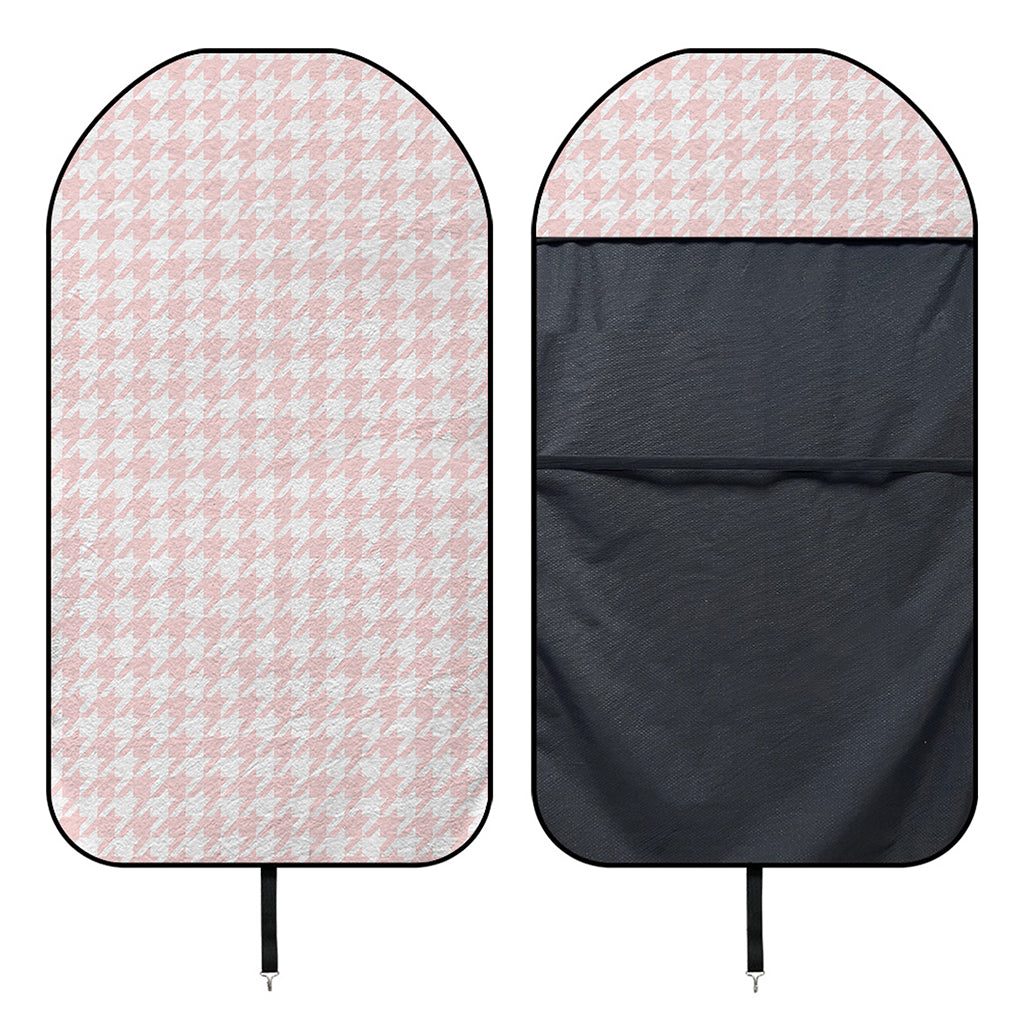 Pastel Pink And White Houndstooth Print Waterproof Car Seat Cover