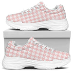 Pastel Pink And White Houndstooth Print White Chunky Shoes