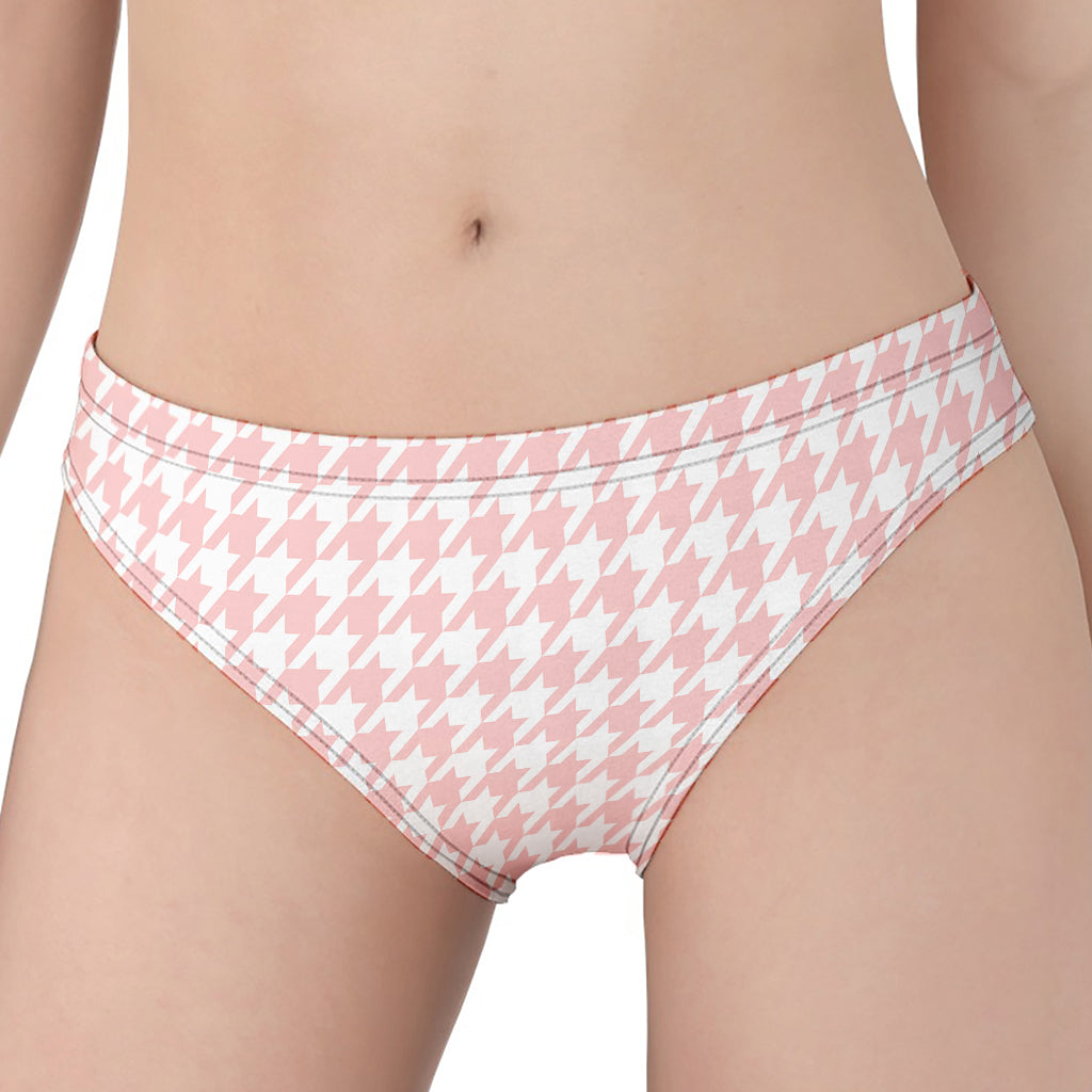 Pastel Pink And White Houndstooth Print Women's Panties