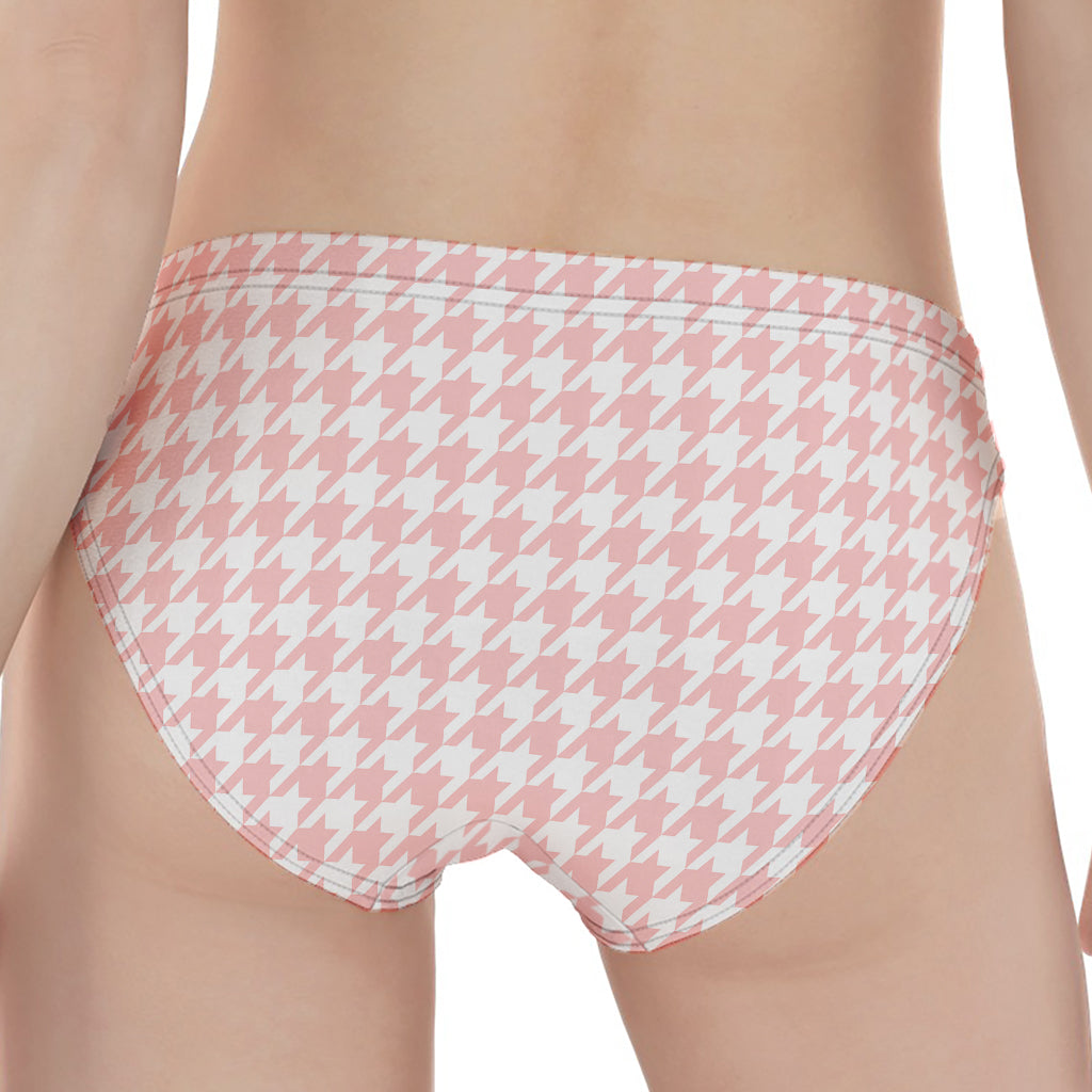 Pastel Pink And White Houndstooth Print Women's Panties