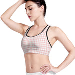 Pastel Pink And White Houndstooth Print Women's Sports Bra