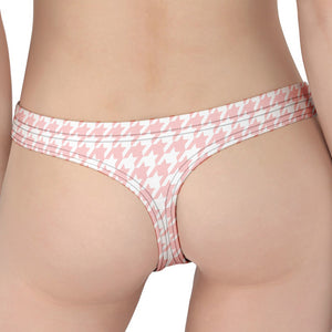 Pastel Pink And White Houndstooth Print Women's Thong