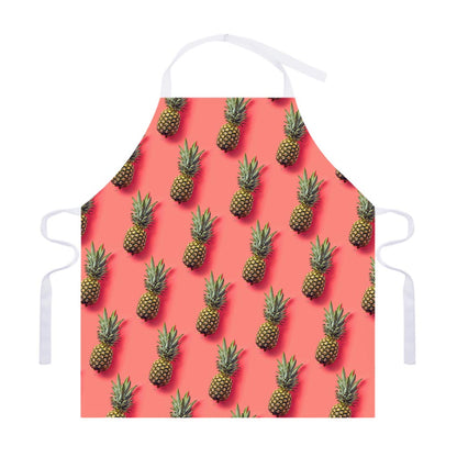 Pastel Pink Pineapple Pattern Print Adjustable Apron