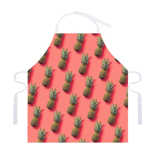 Pastel Pink Pineapple Pattern Print Adjustable Apron