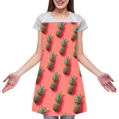 Pastel Pink Pineapple Pattern Print Adjustable Apron