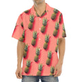 Pastel Pink Pineapple Pattern Print Aloha Shirt