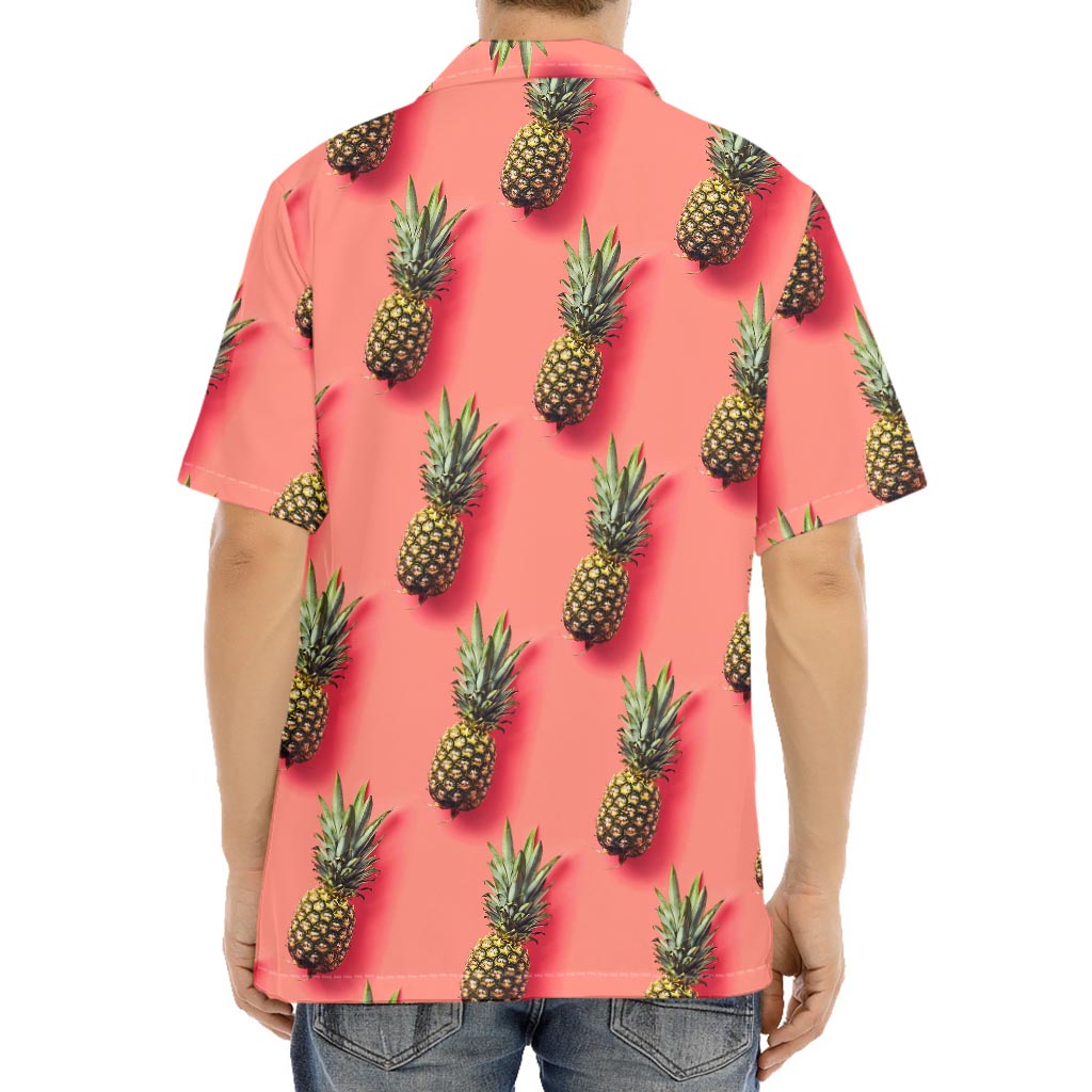 Pastel Pink Pineapple Pattern Print Aloha Shirt