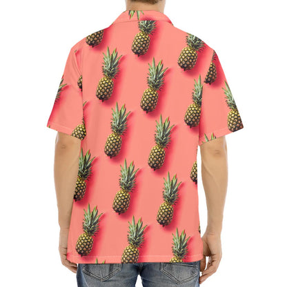 Pastel Pink Pineapple Pattern Print Aloha Shirt