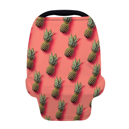 Pastel Pink Pineapple Pattern Print Baby Seat Cover
