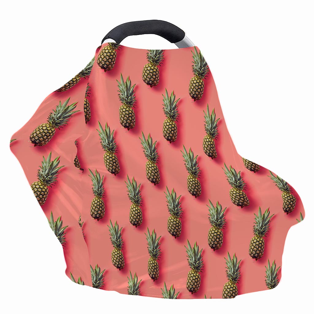 Pastel Pink Pineapple Pattern Print Baby Seat Cover