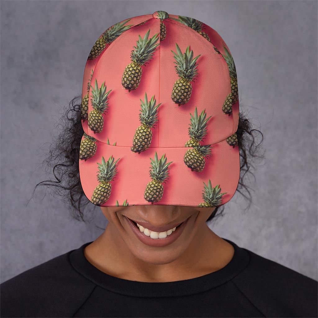 Pastel Pink Pineapple Pattern Print Baseball Cap
