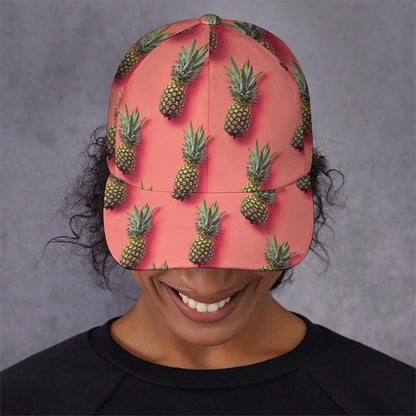 Pastel Pink Pineapple Pattern Print Baseball Cap
