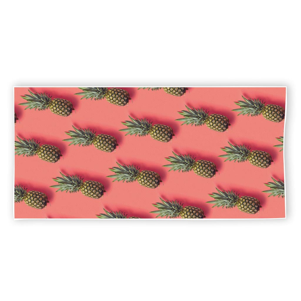 Pastel Pink Pineapple Pattern Print Beach Towel