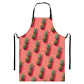 Pastel Pink Pineapple Pattern Print Bib Apron With Pocket