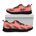 Pastel Pink Pineapple Pattern Print Black Running Shoes