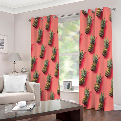 Pastel Pink Pineapple Pattern Print Blackout Grommet Curtains