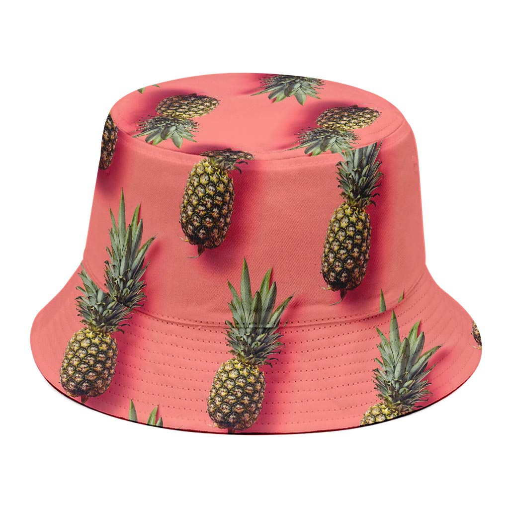 Pastel Pink Pineapple Pattern Print Bucket Hat