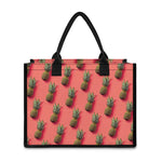 Pastel Pink Pineapple Pattern Print Canvas Tote Bag