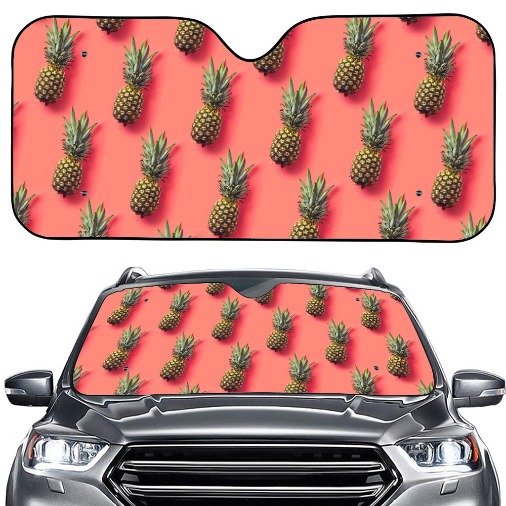 Pastel Pink Pineapple Pattern Print Car Windshield Sun Shade