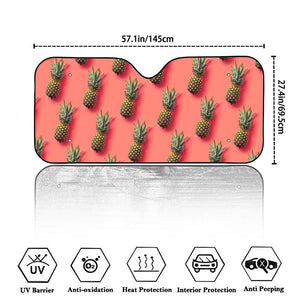 Pastel Pink Pineapple Pattern Print Car Windshield Sun Shade