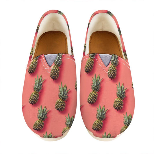 Pastel Pink Pineapple Pattern Print Casual Shoes