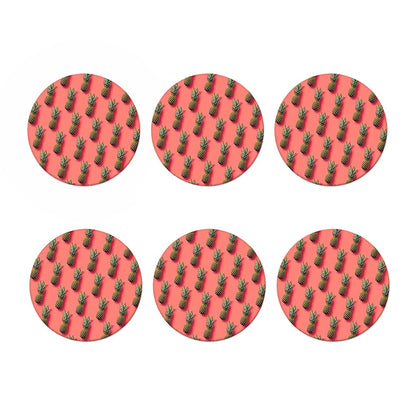 Pastel Pink Pineapple Pattern Print Coaster Set