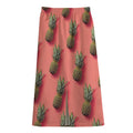 Pastel Pink Pineapple Pattern Print Cotton Front Slit Maxi Skirt
