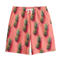 Pastel Pink Pineapple Pattern Print Cotton Shorts